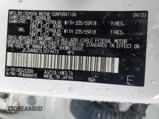2020 Lexus NX 300 F Sport with VIN JTJSARBZ1L5019473, listed as a Copart auction lot 45130845 with Not provided miles and Salvage title. Bid and sale history available at DreamBid. Image 13.