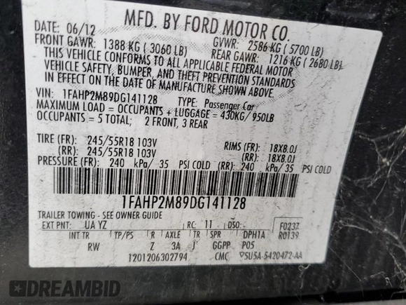 2013 Ford Police Interceptor с VIN 1FAHP2M89DG141128, выставлен на аукционе Copart как лот 88212425 с пробегом 191 577 миль миль и Чистый • Clean title. История ставок и продаж доступна на DreamBid. Изображение 12.
