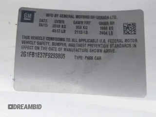 2015 Chevrolet Camaro LS z VIN 2G1FB1E37F9293805, wystawiony jako IAAI lot #42393142 z przebiegiem 138 288 mil mil oraz . Historia ofert i sprzedaży dostępna na DreamBid. Obrazek 9.