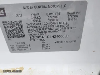 2017 Chevrolet Silverado 1500 LT with VIN 1GCVKREC4HZ400030, listed as a IAAI auction lot 41364385 with 112,110 mi miles. Bid and sale history available at carsss.com. Image 9.