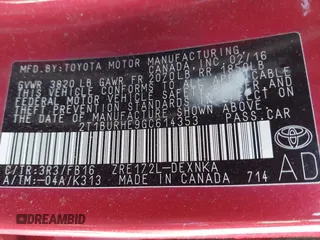 2016 Toyota Corolla L with VIN 2T1BURHE9GC614353, listed as a IAAI auction lot 42336795 with 174,119 mi miles and . Bid and sale history available at DreamBid. Image 9.