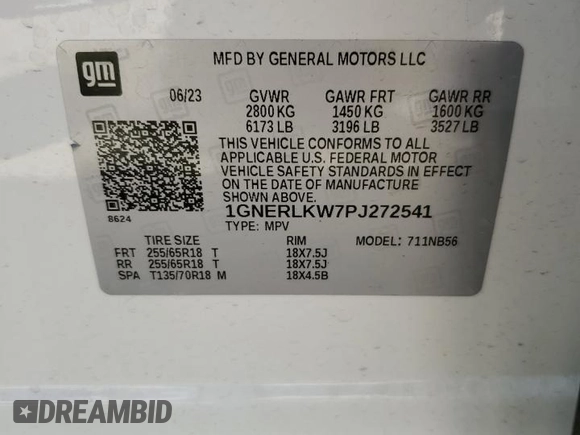 2023 Chevrolet Traverse LS with VIN 1GNERLKW7PJ272541, listed as a Copart auction lot 50503305 with 12,234 mi miles and Clean Title. Bid and sale history available at carsss.com. Image 12.