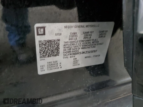 2019 Cadillac XT5 AWD with VIN 1GYKNBRS3KZ123097, listed as a Copart auction lot 58726525 with 53,324 mi miles and Salvage title. Bid and sale history available at DreamBid. Image 13.