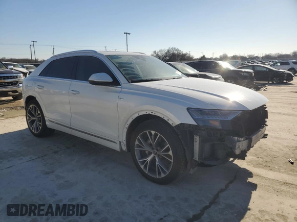 2021 Audi Q8 Prestige with VIN WA1FVAF17MD006212, listed as a Copart auction lot 46229225 with 57,061 mi miles and Salvage title. Bid and sale history available at DreamBid. Image 4.
