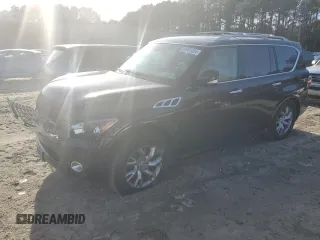 2012 Infiniti QX56 8-passenger with VIN JN8AZ2NC5C9317964, listed as a Copart auction lot 81975304 with 163,819 mi miles and Salvage Title. Bid and sale history available at carsss.com. Image 1.