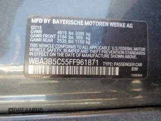 2015 BMW 3 Series 328i xDrive с VIN WBA3B5C55FF961871, выставлен на аукционе Copart как лот 56194425 с пробегом Не указан миль и Чистый • Clean title. История ставок и продаж доступна на DreamBid. Изображение 13.
