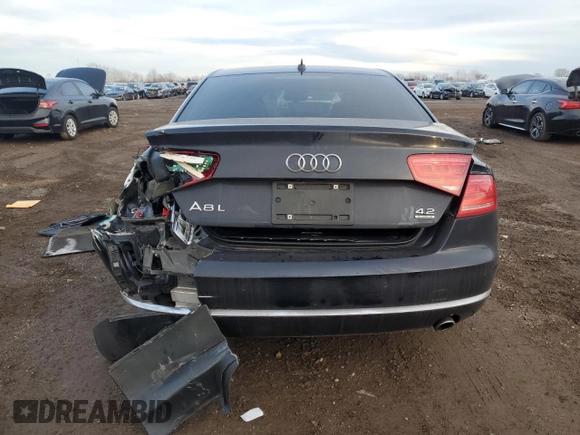 2012 Audi A8 with VIN WAURVAFD0CN025493, listed as a Copart auction lot 86454994 with 142,779 mi miles and Salvage Title. Bid and sale history available at DreamBid. Image 6.