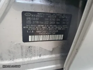 2007 Hyundai Azera SE with VIN KMHFC46F67A228508, listed as a Copart auction lot 71537224 with 123,218 mi miles and Salvage Title. Bid and sale history available at carsss.com. Image 14.