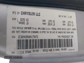 2008 Chrysler 300 LX with VIN 2C3KA43RX8H175472, listed as a IAAI auction lot 41875765 with 146,393 mi miles. Bid and sale history available at carsss.com. Image 9.