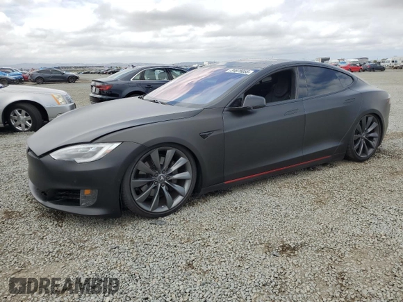 2017 Tesla Model S 100D with VIN 5YJSA1E22HF192735, listed as a Copart auction lot 54875055 with 100,537 mi miles and Salvage Title. Bid and sale history available at carsss.com. Image 1.