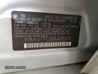 2010 BMW 3 Series 328i с VIN WBAUT9C58AA191325, выставлен на аукционе Copart как лот 79622714 с пробегом 109 411 миль миль и Списание • Salvage title. История ставок и продаж доступна на DreamBid. Изображение 12.