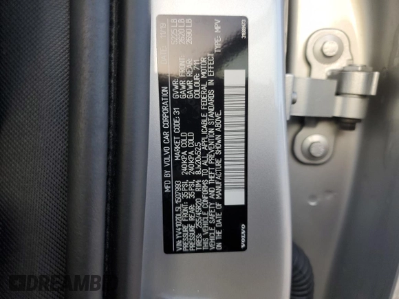 2020 Volvo XC60 Inscription z VIN YV4102DL5L1507993, wystawiony jako Copart lot #76324584 z przebiegiem 60 454 mil mil oraz Szkoda całkowita • Salvage title. Historia ofert i sprzedaży dostępna na DreamBid. Obrazek 13.