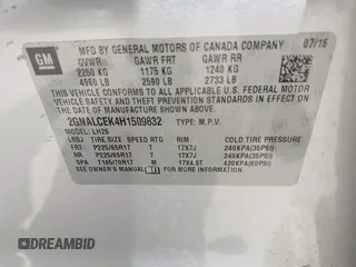 2017 Chevrolet Equinox LT with VIN 2GNALCEK4H1509832, listed as a IAAI auction lot 42027036 with 145,263 mi miles and . Bid and sale history available at DreamBid. Image 9.