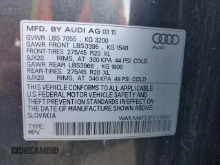 2015 Audi Q7 Premium Plus with VIN WA1LMAFE9FD019507, listed as a Copart auction lot 54137705 with 251,848 mi miles and Clean title. Bid and sale history available at DreamBid. Image 13.