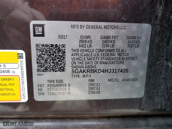 2017 Buick Enclave Leather with VIN 5GAKRBKD4HJ317426, listed as a Copart auction lot 47213435 with 114,563 mi miles and Salvage Title. Bid and sale history available at carsss.com. Image 13.