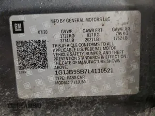 2020 Chevrolet Sonic LS с VIN 1G1JB5SB7L4130521, выставлен на аукционе Copart как лот 45051085 с пробегом 123 236 миль миль и На запчасти • Non repairable. История ставок и продаж доступна на DreamBid. Изображение 14.