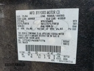 2005 Ford F-250 XL с VIN 1FTSX21P65EB71776, выставлен на аукционе IAAI как лот 42839357 с пробегом 237 582 миль миль и . История ставок и продаж доступна на DreamBid. Изображение 9.