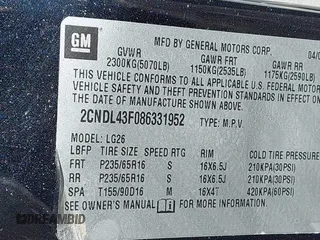 2008 Chevrolet Equinox LT with VIN 2CNDL43F086331952, listed as a IAAI auction lot 41943776 with 16,954 mi miles. Bid and sale history available at carsss.com. Image 9.
