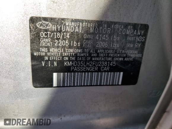 2015 Hyundai Elantra GT with VIN KMHD35LH2FU238145, listed as a Copart auction lot 71147944 with 93,378 mi miles and Salvage Title. Bid and sale history available at carsss.com. Image 12.