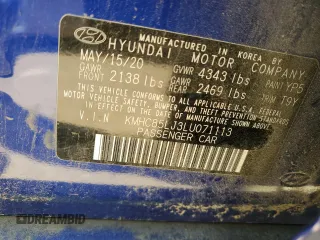 2020 Hyundai Ioniq Limited with VIN KMHC85LJ3LU071113, listed as a Copart auction lot 52460715 with 35,584 mi miles and Clean title. Bid and sale history available at DreamBid. Image 12.