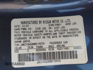 2008 Infiniti G37 Journey with VIN JNKCV64E88M115570, listed as a IAAI auction lot 41841002 with Not Provided miles and . Bid and sale history available at DreamBid. Image 9.