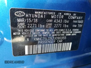 2018 Hyundai Ioniq Limited with VIN KMHC75LD9JU090355, listed as a Copart auction lot 71735373 with Not provided miles and . Bid and sale history available at DreamBid. Image 13.