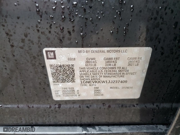 2022 Chevrolet Traverse High Country with VIN 1GNEVKKW1JJ237409, listed as a Copart auction lot 81623993 with 51,556 mi miles and Salvage Title. Bid and sale history available at carsss.com. Image 13.