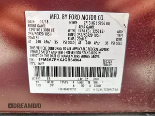 2018 Ford Explorer Limited with VIN 1FM5K7FHXJGB64964, listed as a Copart auction lot 62706785 with 49,119 mi miles and Salvage title. Bid and sale history available at DreamBid. Image 14.