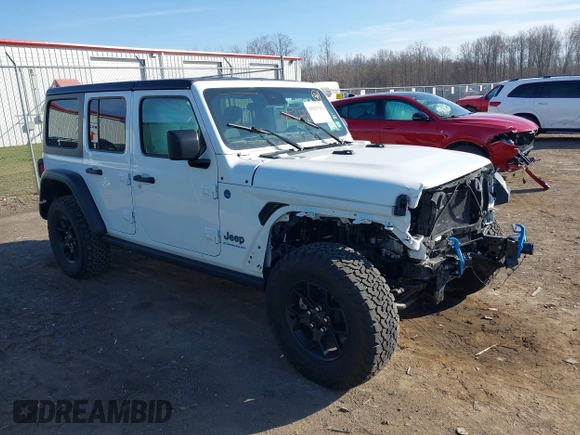 2024 Jeep Wrangler Willys z VIN 1C4RJXN60RW162960, wystawiony jako IAAI lot #41825312 z przebiegiem 16 538 mil mil oraz . Historia ofert i sprzedaży dostępna na DreamBid. Obrazek 1.