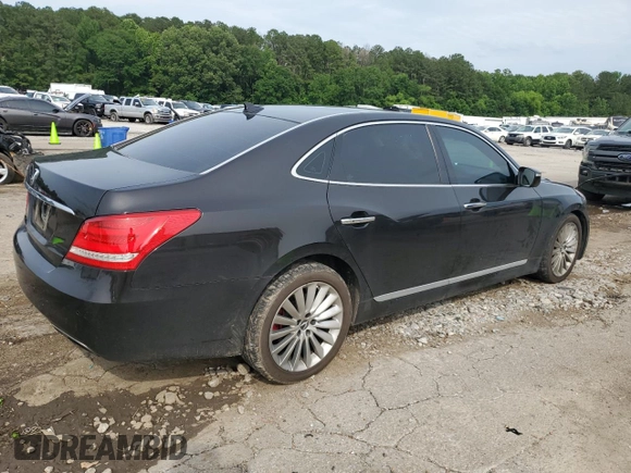 2015 Hyundai Equus Signature with VIN KMHGH4JH6FU092960, listed as a Copart auction lot 58793325 with 59,875 mi miles and Salvage title. Bid and sale history available at DreamBid. Image 3.