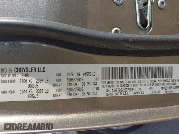 2008 Jeep Patriot Sport with VIN 1J8FF28W38D705224, listed as a IAAI auction lot 42642025 with 111,653 mi miles and . Bid and sale history available at DreamBid. Image 9.