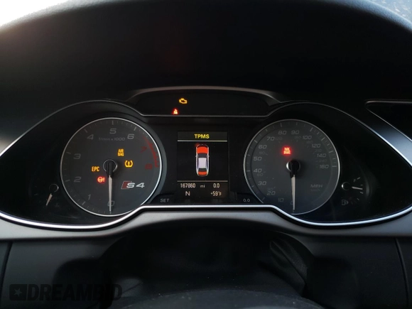 2013 Audi S4 Premium Plus with VIN WAUBGAFL1DA178511, listed as a Copart auction lot 80038854 with 167,860 mi miles and Salvage Title. Bid and sale history available at DreamBid. Image 9.