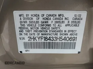 2003 Honda Pilot EX with VIN 2HKYF18433H540691, listed as a IAAI auction lot 41925703 with 192,612 mi miles. Bid and sale history available at carsss.com. Image 9.