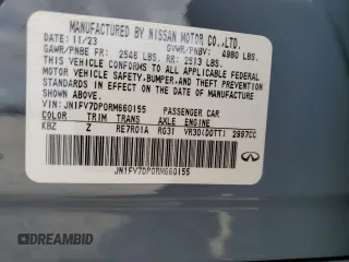 2024 Infiniti Q50 Red Sport 400 with VIN JN1FV7DP0RM660155, listed as a Copart auction lot 44143915 with 5,521 mi miles and Salvage Title. Bid and sale history available at DreamBid. Image 12.