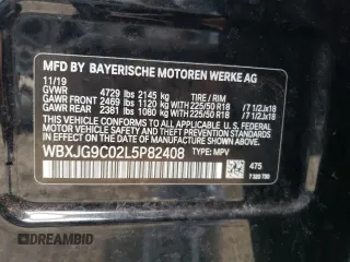2020 BMW X1 xDrive28i with VIN WBXJG9C02L5P82408, listed as a Copart auction lot 43805615 with 23,111 mi miles and Salvage Title. Bid and sale history available at carsss.com. Image 12.