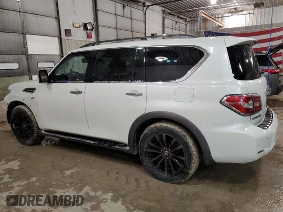 2017 Nissan Armada Platinum with VIN JN8AY2NE1H9707911, listed as a Copart auction lot 46830905 with 131,594 mi miles and Salvage Title. Bid and sale history available at carsss.com. Image 2.