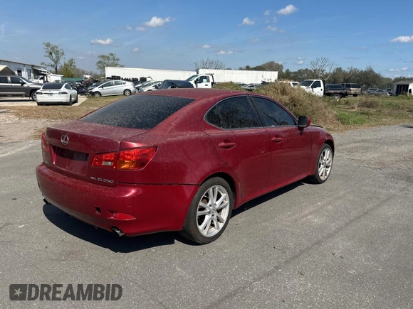 2006 Lexus IS 250 with VIN JTHCK262762007289, listed as a Copart auction lot 45382615 with 106,668 mi miles and Clean Title. Bid and sale history available at DreamBid. Image 4.