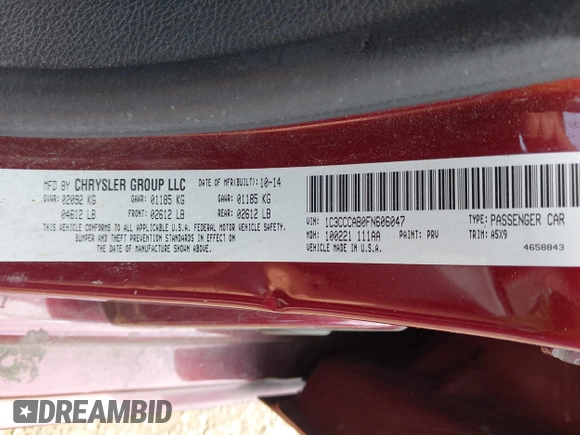2015 Chrysler 200 Limited z VIN 1C3CCCAB0FN606047, wystawiony jako IAAI lot #42558032 z przebiegiem 185 529 mil mil oraz . Historia ofert i sprzedaży dostępna na DreamBid. Obrazek 9.