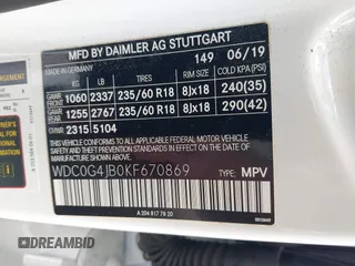 2019 Mercedes-Benz GLC 300 with VIN WDC0G4JB0KF670869, listed as a IAAI auction lot 42106326 with 51,047 mi miles and . Bid and sale history available at DreamBid. Image 9.