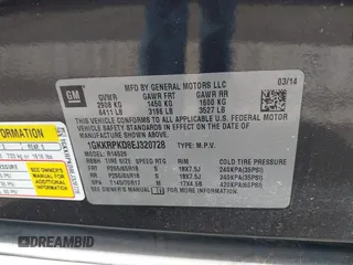 2014 GMC Acadia SLE with VIN 1GKKRPKD8EJ320728, listed as a IAAI auction lot 41958207 with 119,000 mi miles. Bid and sale history available at carsss.com. Image 9.