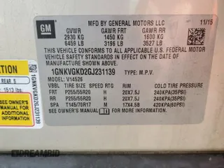 2016 Chevrolet Traverse LT z VIN 1GNKVGKD2GJ231139, wystawiony jako Copart lot #56097345 z przebiegiem 111 712 mil mil oraz Szkoda całkowita • Salvage title. Historia ofert i sprzedaży dostępna na DreamBid. Obrazek 13.