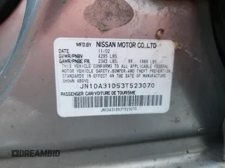 2003 Nissan Maxima SE with VIN JN1DA31D53T523070, listed as a Copart auction lot 63367245 with 66,231 mi miles and Clean title. Bid and sale history available at DreamBid. Image 13.