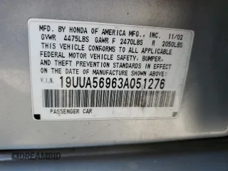 2003 Acura TL Type S w/Navigation System with VIN 19UUA56963A051276, listed as a Copart auction lot 51831895 with 202,952 mi miles and Salvage Title. Bid and sale history available at carsss.com. Image 13.