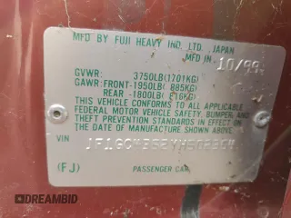 2000 Subaru Impreza L с VIN JF1GC4352YH502354, выставлен на аукционе Copart как лот 78105594 с пробегом 158 181 миль миль и На запчасти • Non repairable. История ставок и продаж доступна на DreamBid. Изображение 12.