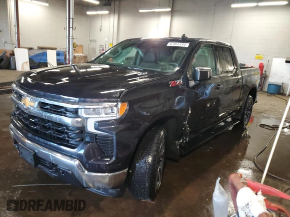 2023 Chevrolet Silverado 1500 LT with VIN 1GCUDDE83PZ320804, listed as a Copart auction lot 87055144 with 62,855 mi miles and Salvage Title. Bid and sale history available at carsss.com. Image 1.