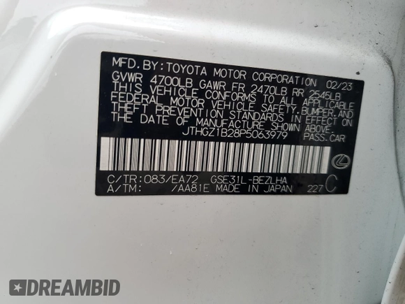 2023 Lexus IS 350 F Sport with VIN JTHGZ1B28P5063979, listed as a Copart auction lot 88964555 with 35,275 mi miles and Salvage title. Bid and sale history available at DreamBid. Image 13.