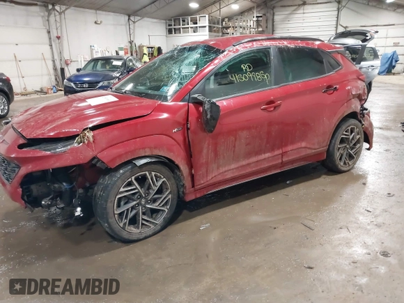 2022 Hyundai Kona N Line with VIN KM8K3CA39NU771109, listed as a IAAI auction lot 41509985 with 21,231 mi miles. Bid and sale history available at carsss.com. Image 18.