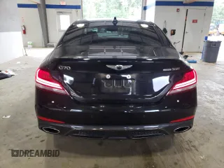 2021 Genesis G70 3.3T with VIN KMTG34LE7MU076383, listed as a Copart auction lot 71798544 with 35,450 mi miles and Salvage Title. Bid and sale history available at carsss.com. Image 6.