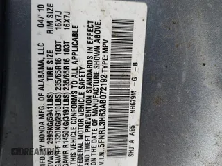 2010 Honda Odyssey EX-L with VIN 5FNRL3H63AB072192, listed as a Copart auction lot 49967465 with 187,794 mi miles and Salvage Title. Bid and sale history available at DreamBid. Image 13.