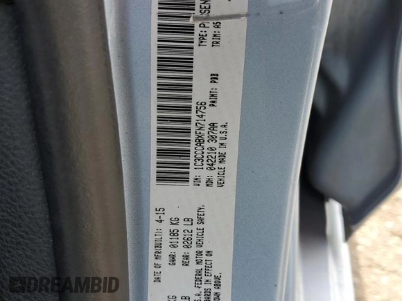 2015 Chrysler 200 Limited with VIN 1C3CCCABXFN714756, listed as a Copart auction lot 55330605 with 173,841 mi miles and Salvage Title. Bid and sale history available at DreamBid. Image 12.